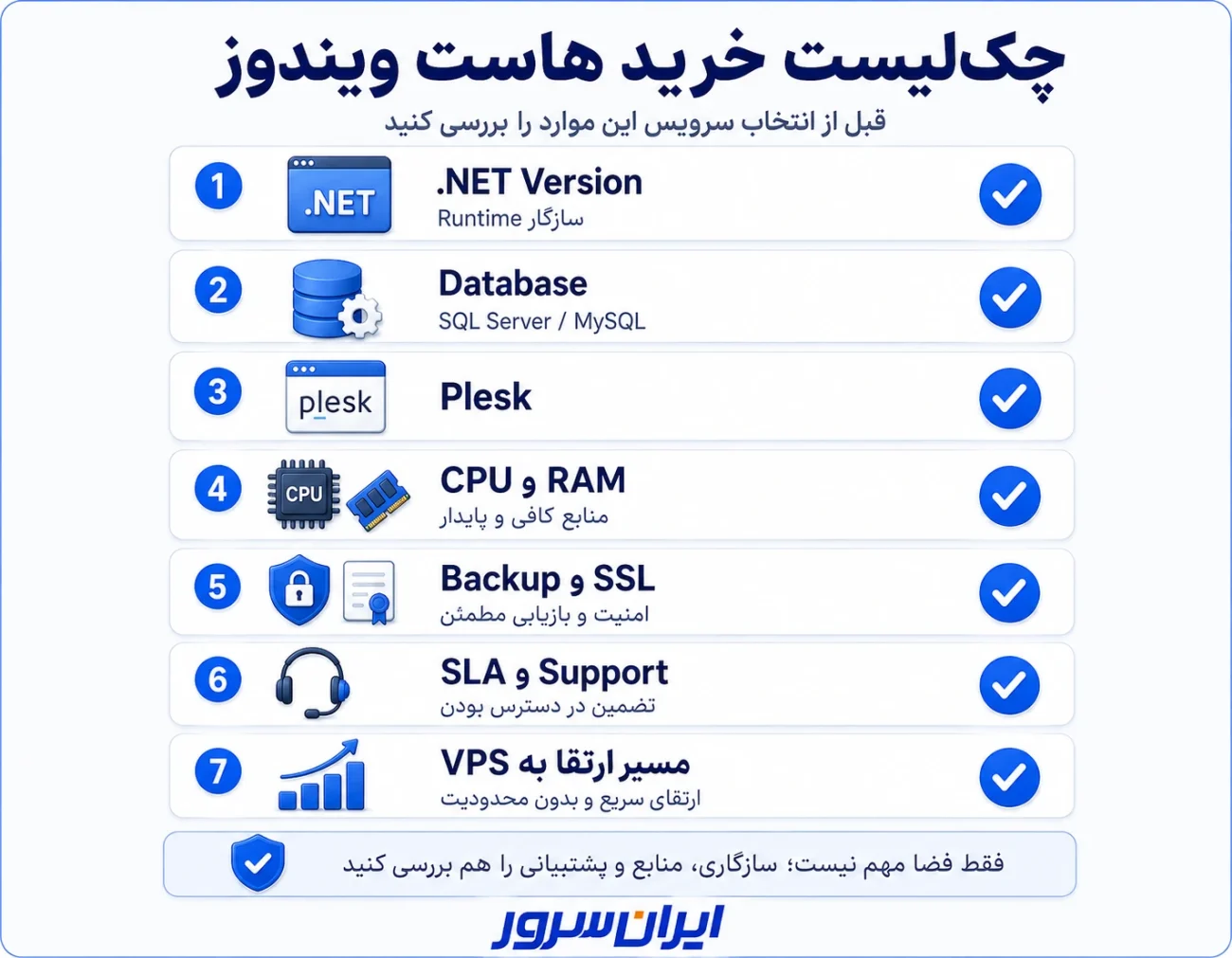 چک لیست خرید هاست ویندوز
