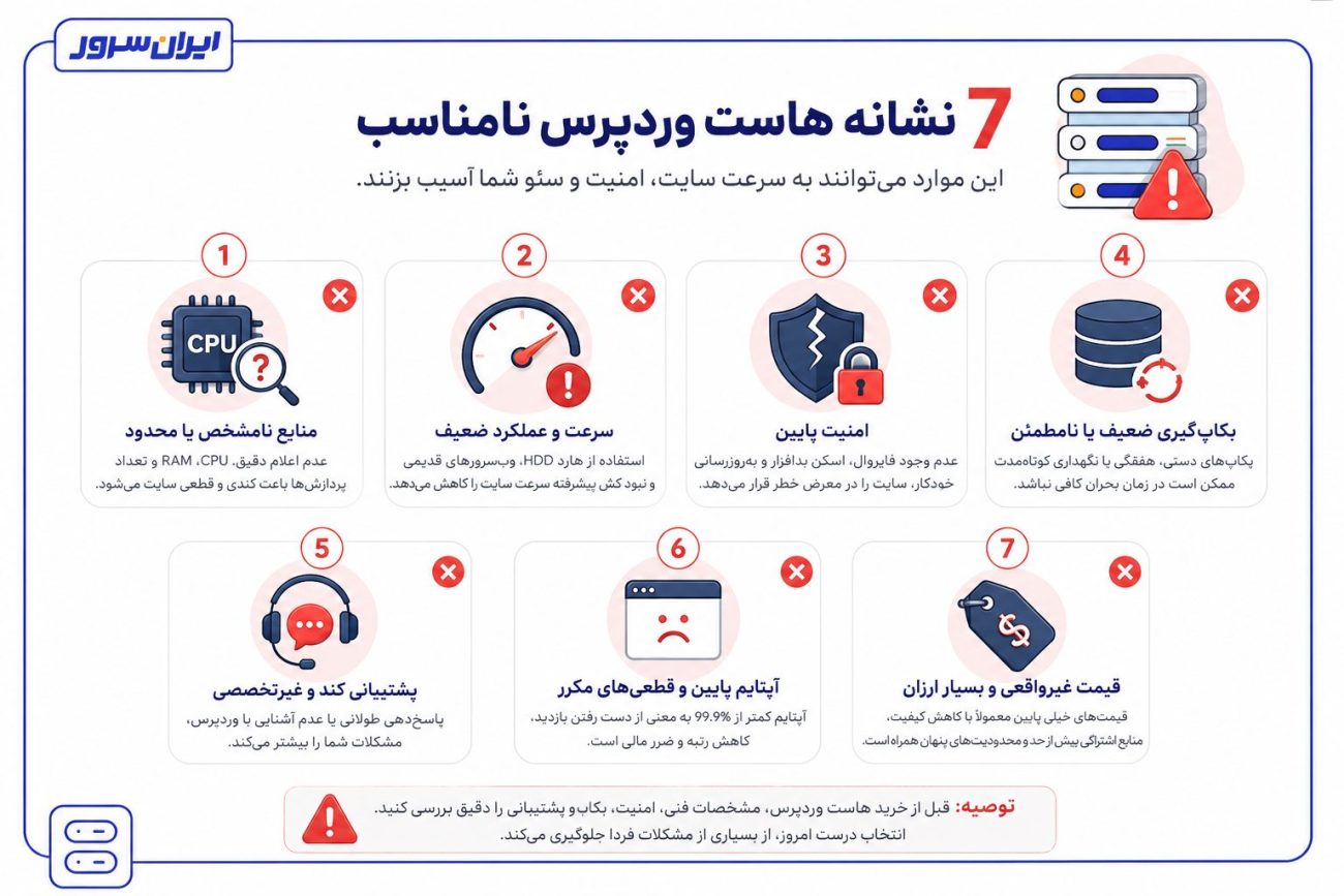 7 نشانه هاست وردپرس نامناسب