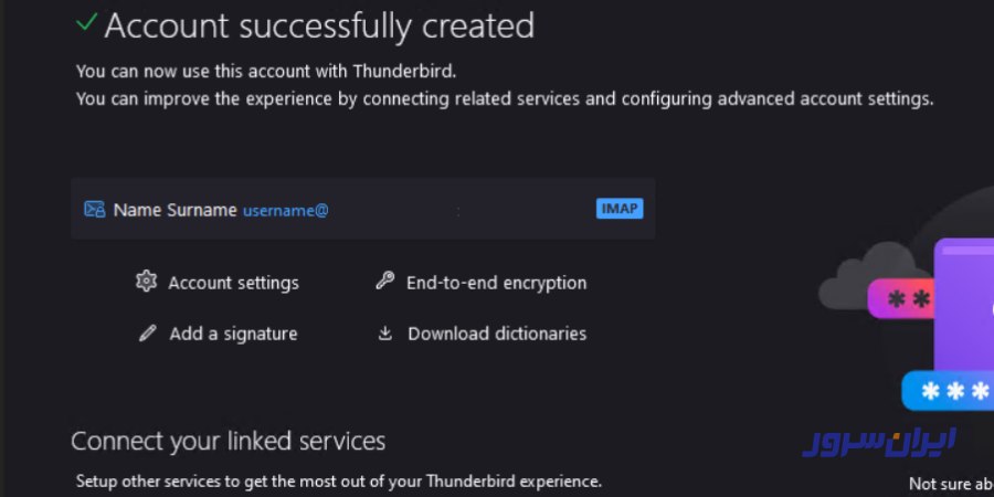 تایید اتصال ایمیل هاست سی پنل به Mozilla Thunderbird