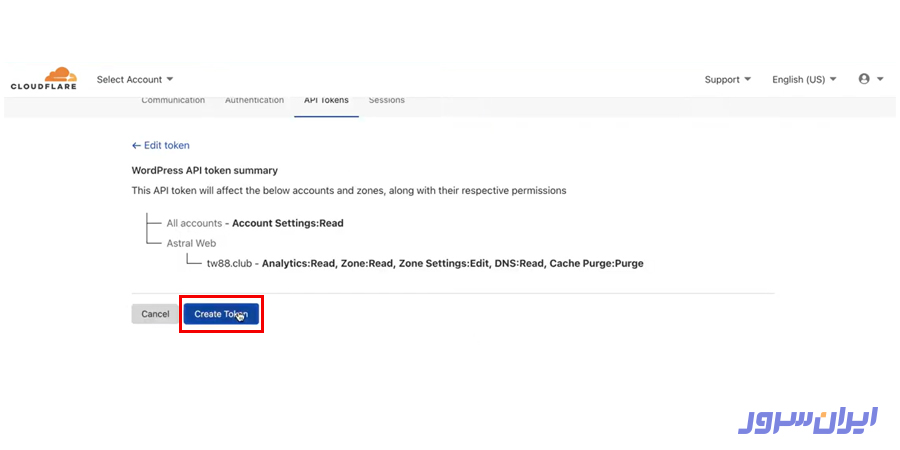 Create Token در کلودفلر