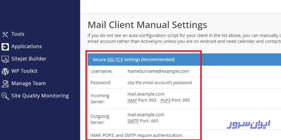 Mail Client Manual Settings