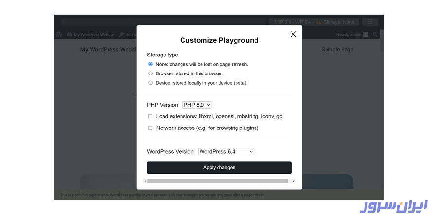 استفاده از WordPress Playground