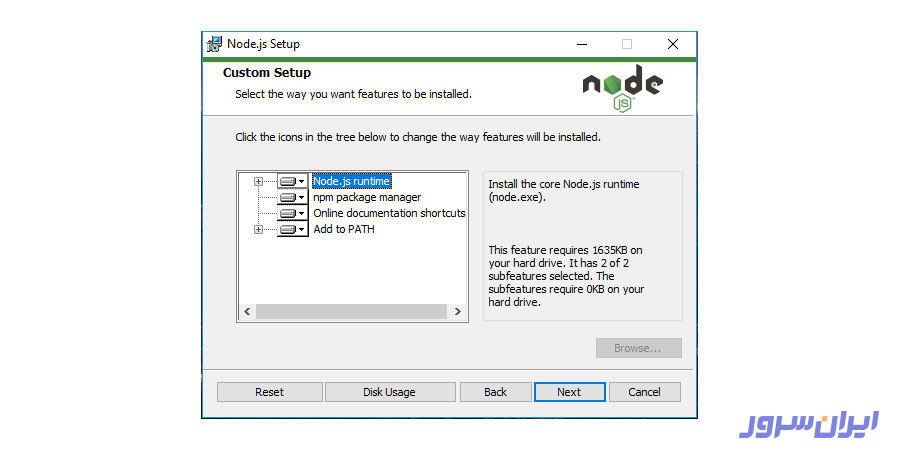 نصب Node js در ویندوز